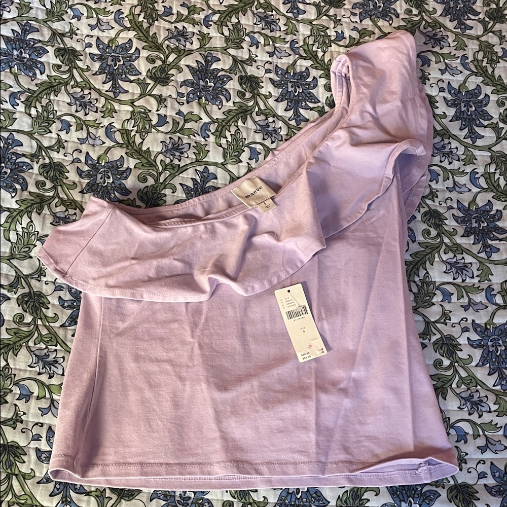 Anthropologie Maeve one shoulder ruffle top - Lavender- size S - Picture 3 of 5